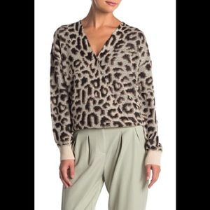 DO + BE leopard Print Surplice Sweater